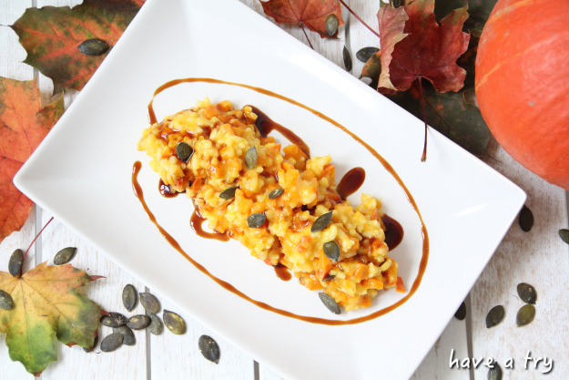 Hokkaidokürbis-Risotto mit Balsamico (vegan, glutenfrei)